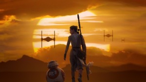 Rey e BB-8, i due protagonista del nuovo capitolo di Star Wars, Il Risveglio della Forza. 